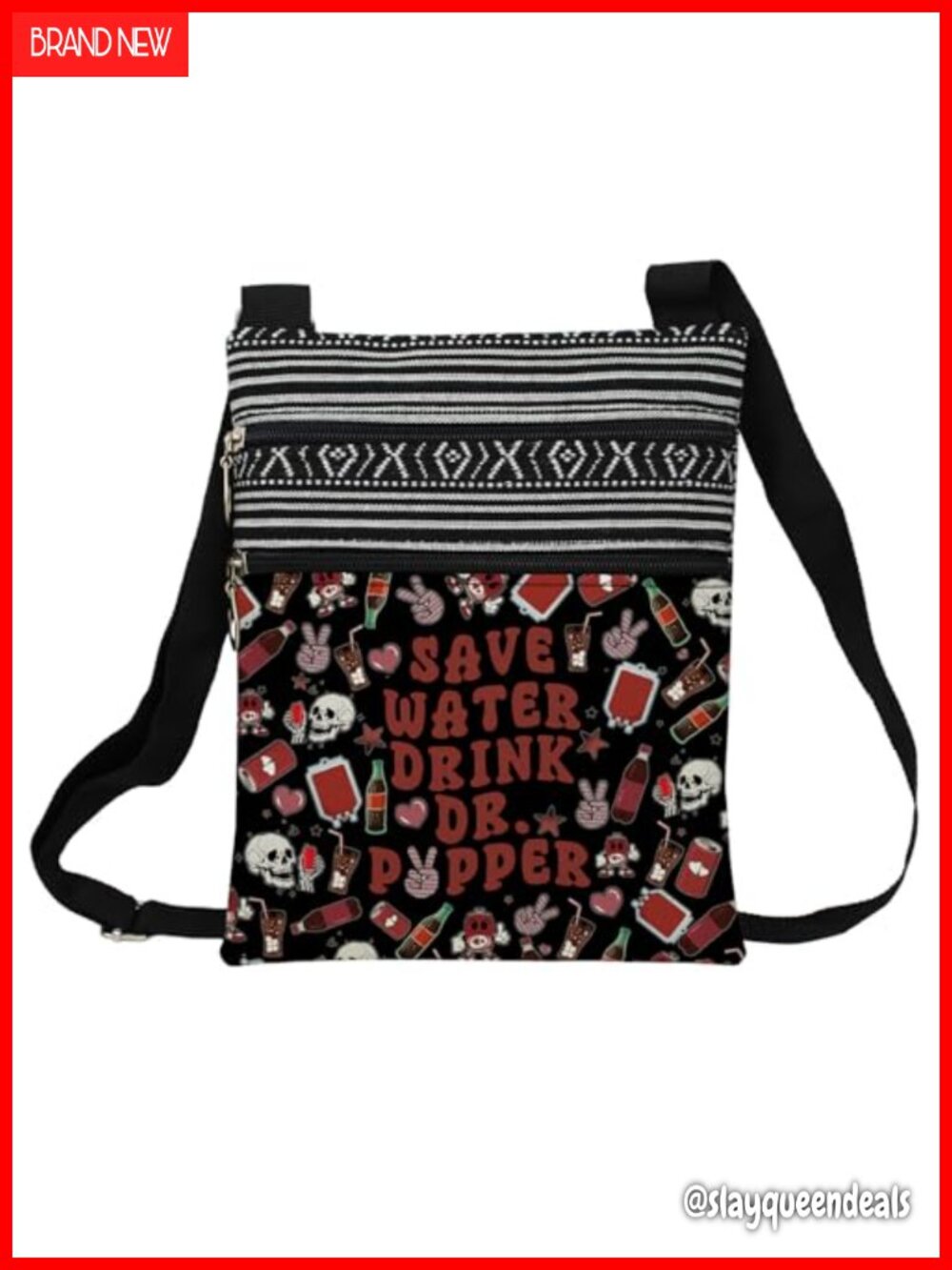 Polyester Adjustable Strap Crossbody Bag Sling Zipper Everyday Purse